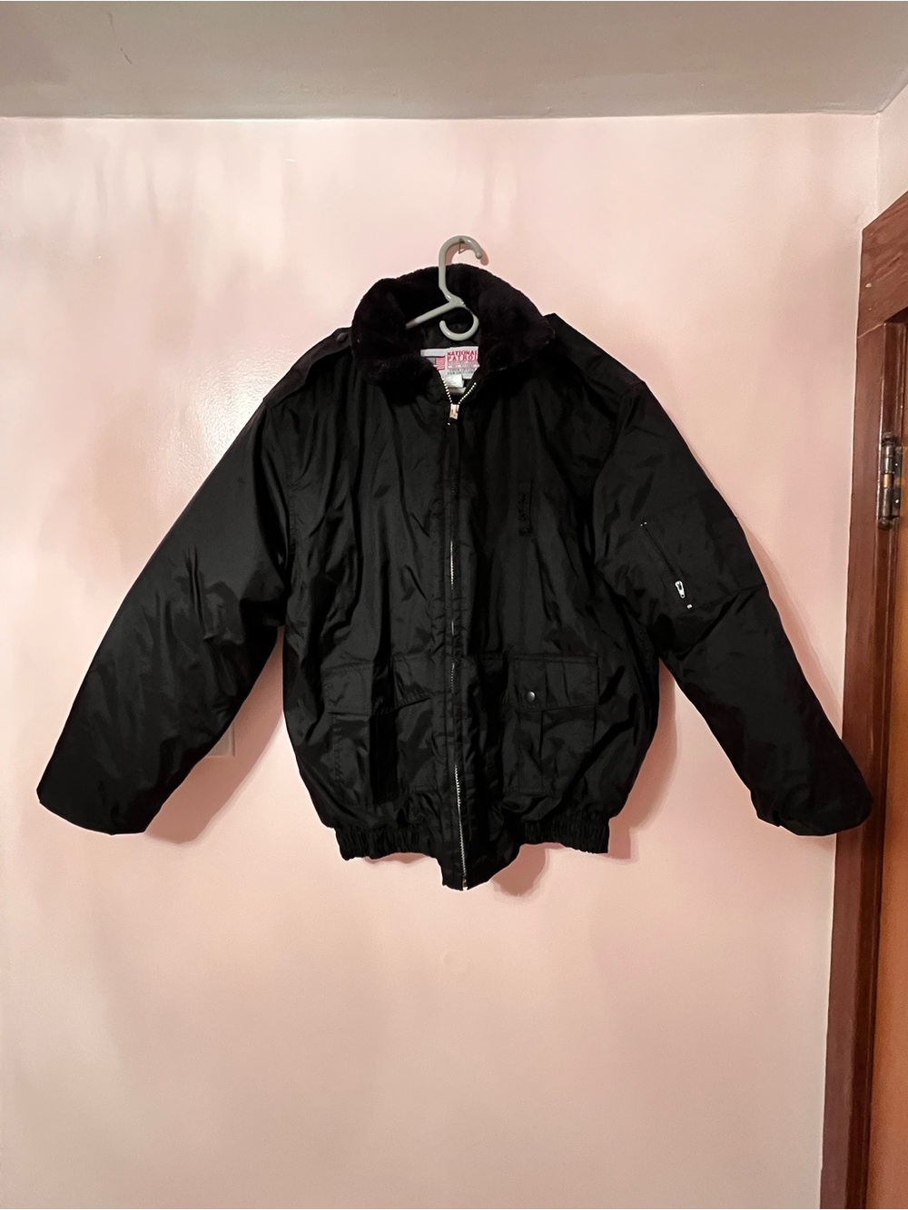 Black Puffer Jacket with Faux Fur Collar